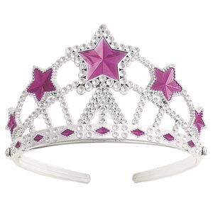 Unique Party Plastic Star Gem Princess Tiara / Silver/Pink